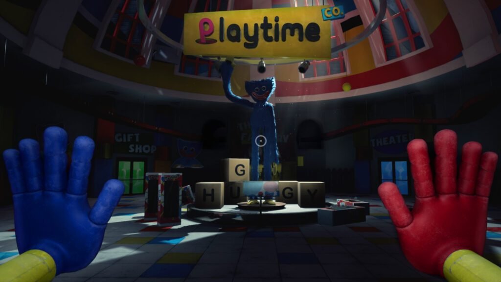 Jogador explorando a misteriosa fábrica de brinquedos em Poppy Playtime.